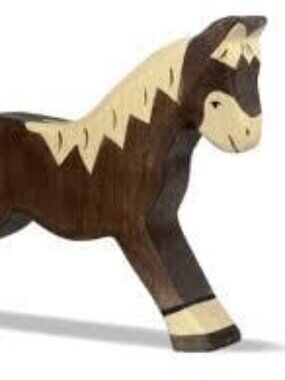 NWT Holztiger Wooden Toys Dark Brown Horse Running